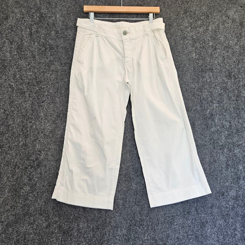 Hei Hei Anthropologie White Wide-Leg Cropped Utility Pants Size 29